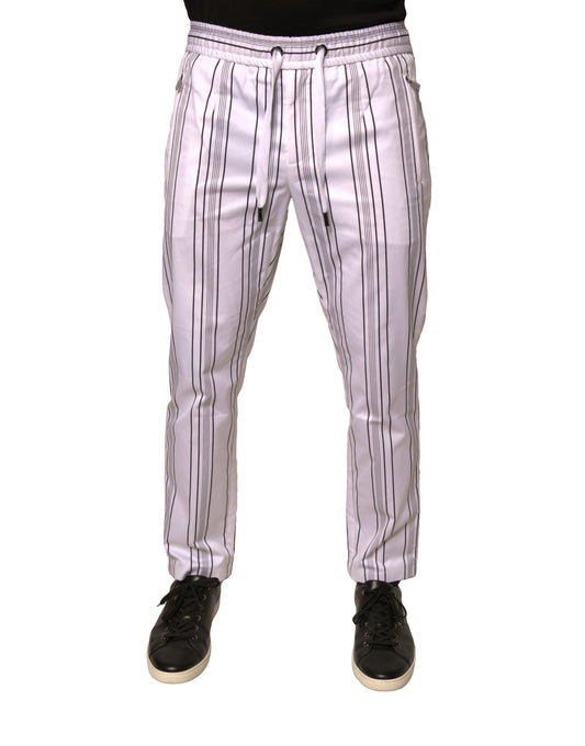 White Stripe Cotton Dress Skinny Pants-Dolce & Gabbana-LabelTerrace.com