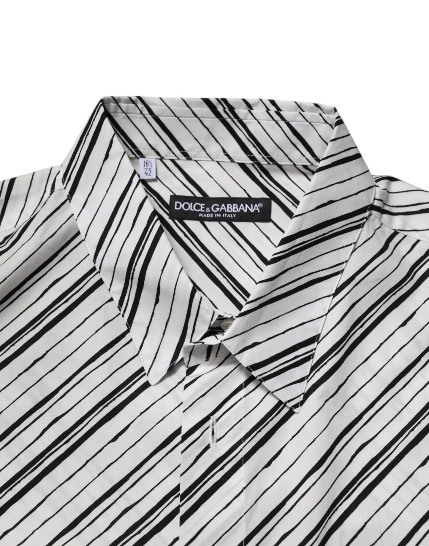 White Striped Long Sleeves Men Formal Shirt-Dolce & Gabbana-LabelTerrace.com