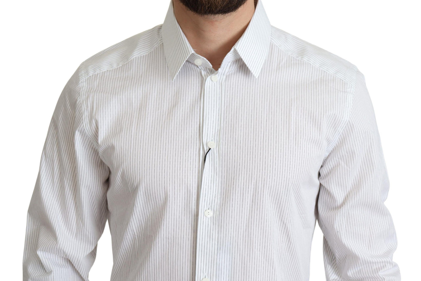 White Stripes Cotton Formal Dress Shirt-Dolce & Gabbana-LabelTerrace.com