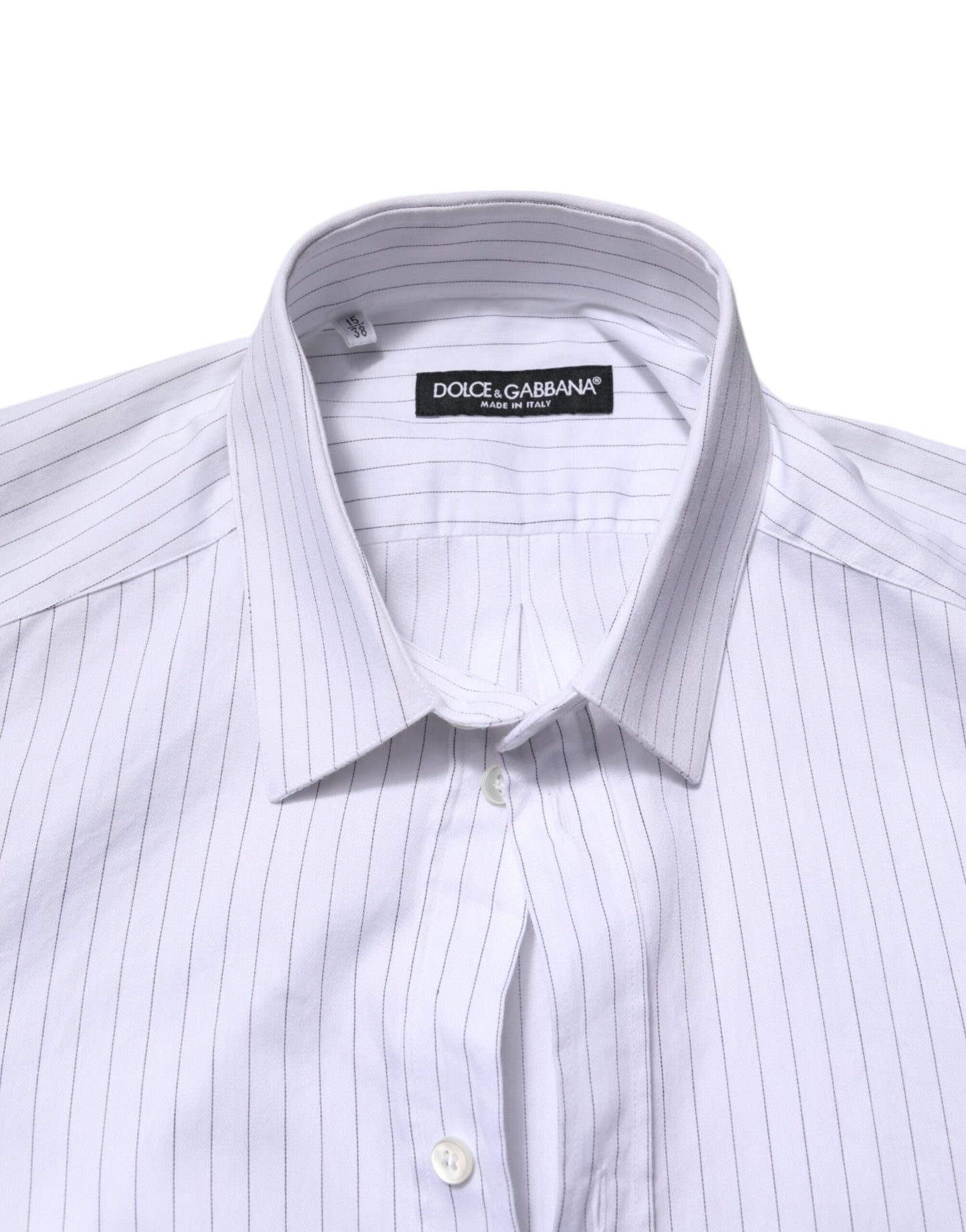 White Stripes Cotton Long Sleeve Formal Shirt-Dolce & Gabbana-LabelTerrace.com