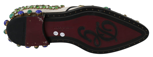 White Suede Crystal Dress Broque Shoes-Dolce & Gabbana-LabelTerrace.com