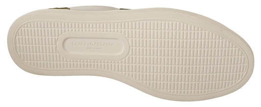 White Suede Leather Mens Low Tops Sneakers-Dolce & Gabbana-LabelTerrace.com