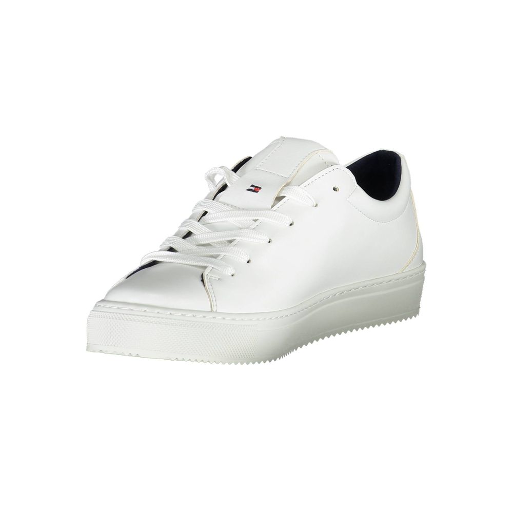 White Synthetic Sneaker-Tommy Hilfiger-LabelTerrace.com