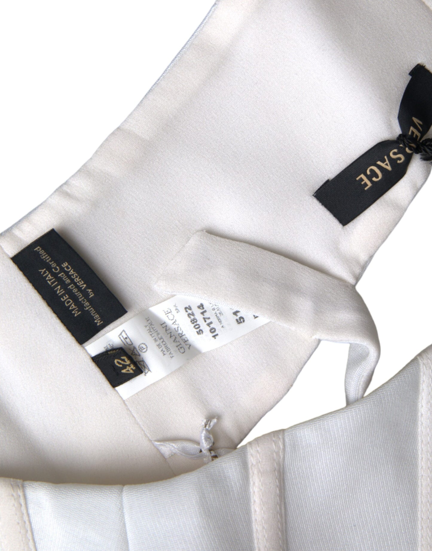 White Viscose Bustier Sleeveless Cropped Top-Versace-LabelTerrace.com