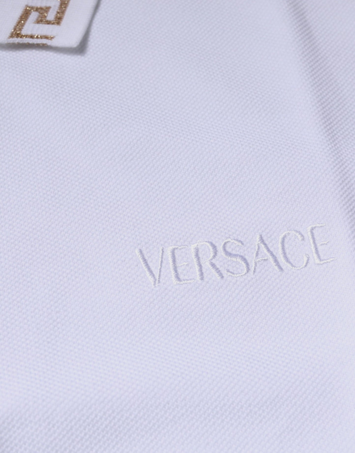 White Viscose Collared Men Polo Short Sleeves T-shirt-Versace-LabelTerrace.com