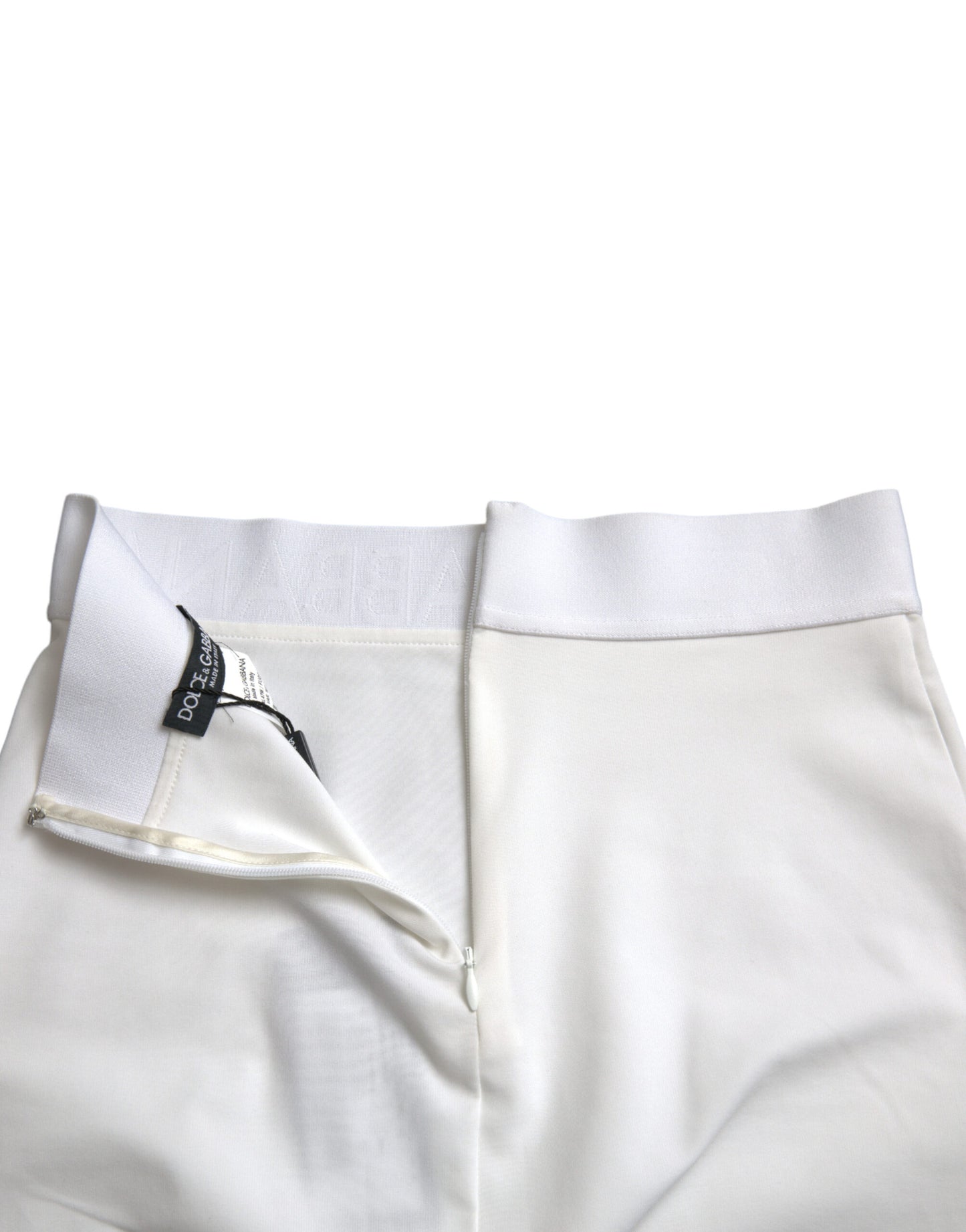 White Viscose High Waist Pencil Cut Mini Skirt-Dolce & Gabbana-LabelTerrace.com