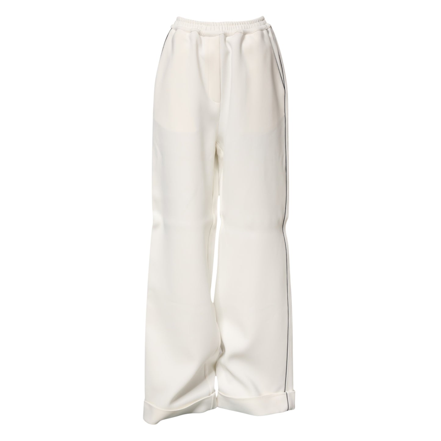 White Viscose Wide Leg Pull On Pants-Dolce & Gabbana-LabelTerrace.com