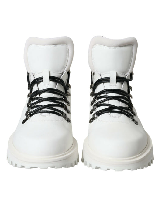 White Vulcano Trekking Ankle Boots Shoes-Dolce & Gabbana-LabelTerrace.com