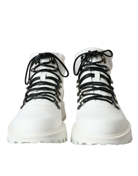 White Vulcano Trekking Men Ankle Boots Shoes-Dolce & Gabbana-LabelTerrace.com