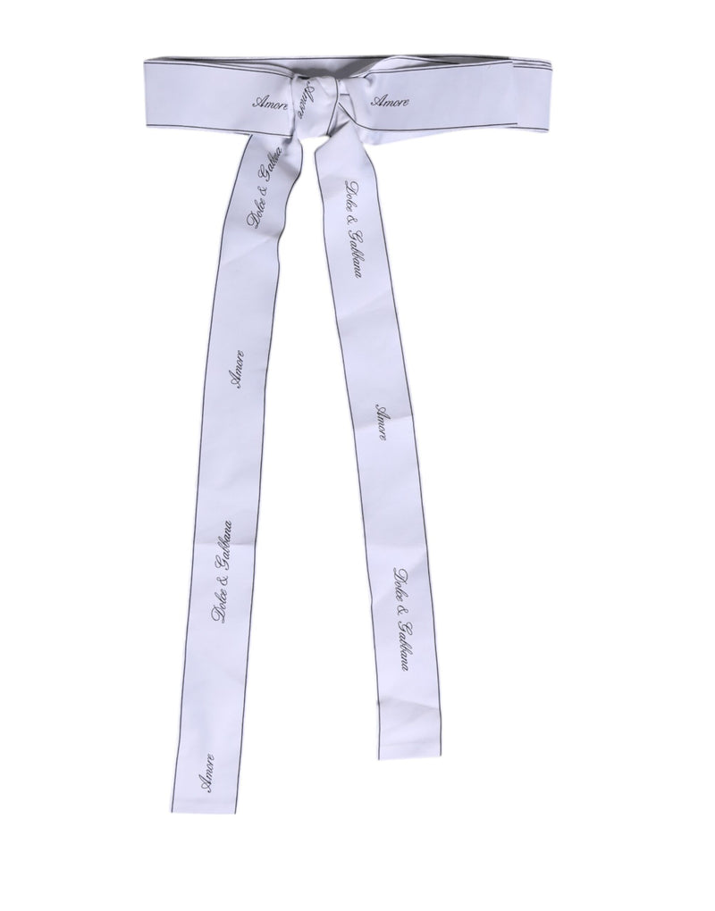 White Waist Ribbon Wide Bow Logo Belt-Dolce & Gabbana-LabelTerrace.com