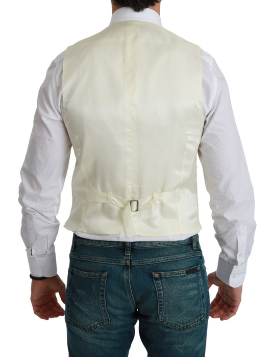 White Waistcoat Formal Wool Vest-Dolce & Gabbana-LabelTerrace.com