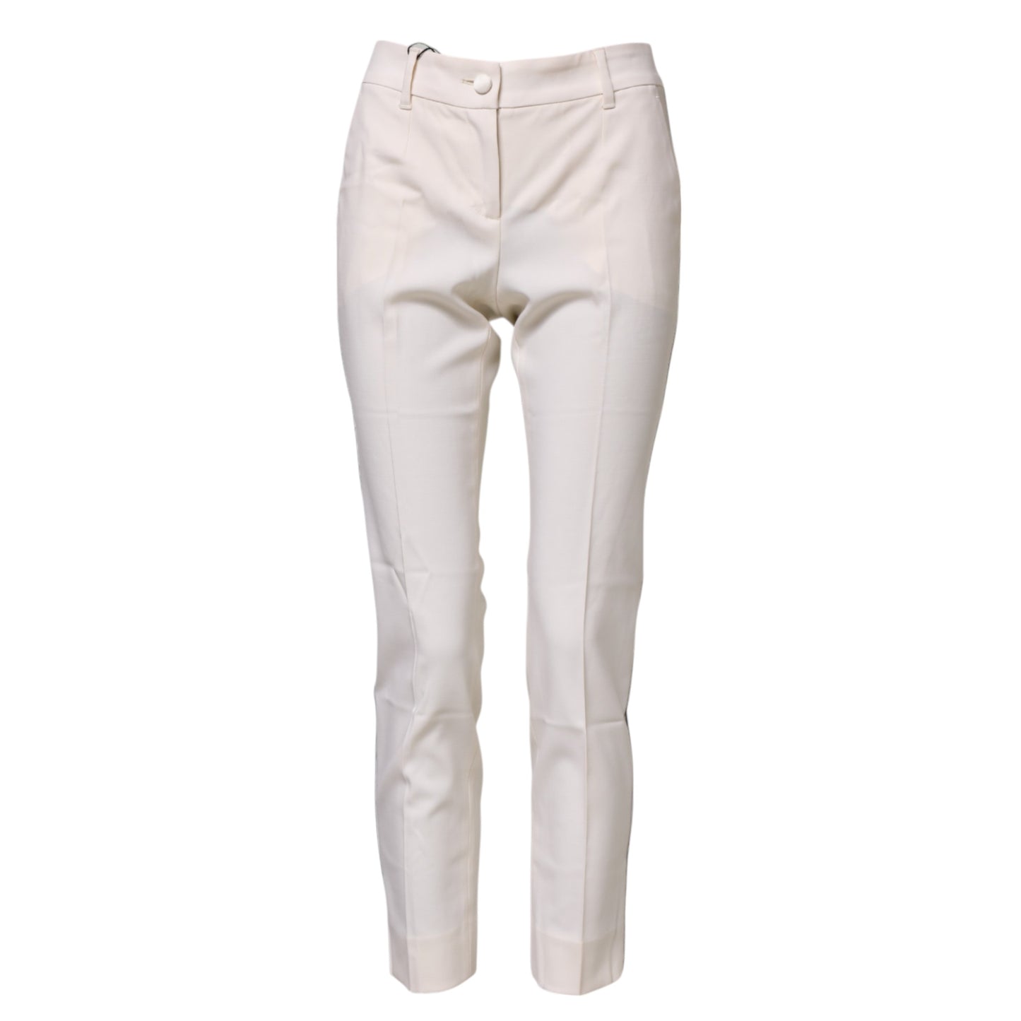 White Wool Tapered High Waist Pants-Dolce & Gabbana-LabelTerrace.com