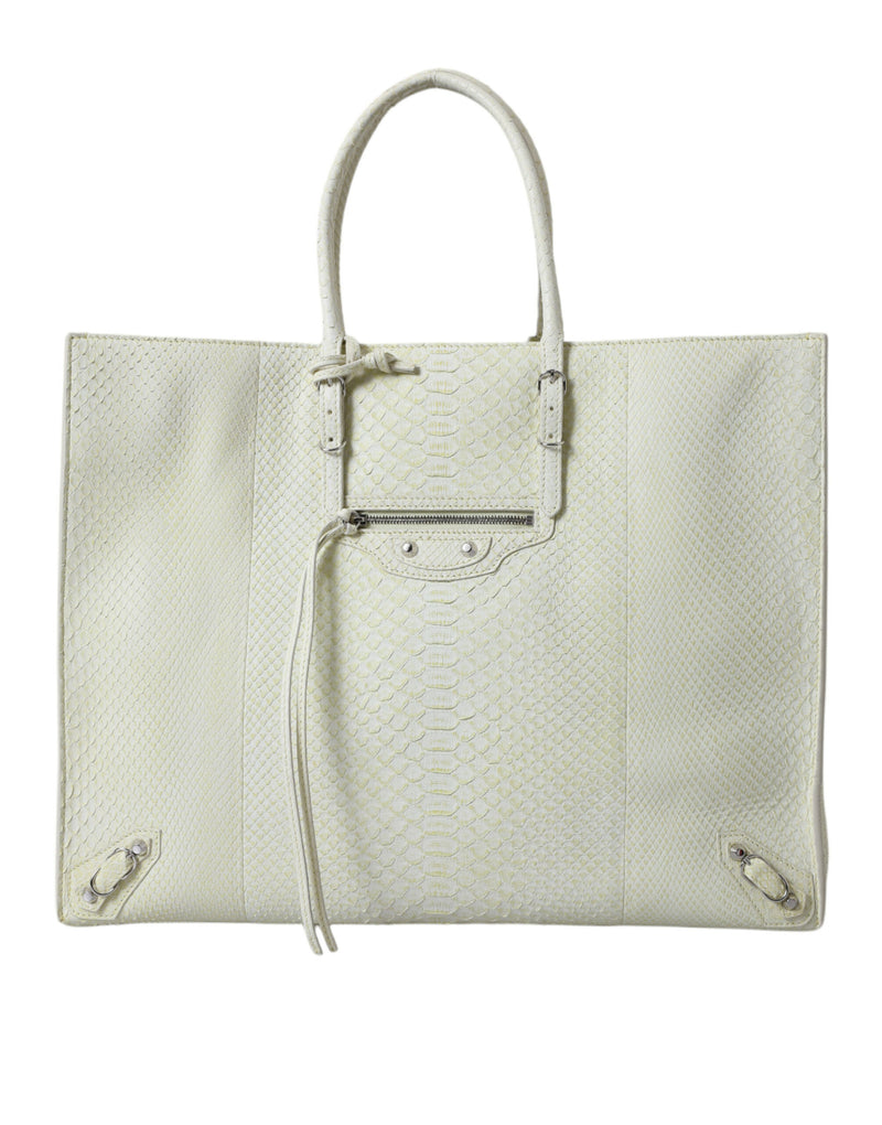 White Yellow Exotic Skin Leather Shopping Tote PAPIER Bag-Balenciaga-LabelTerrace.com