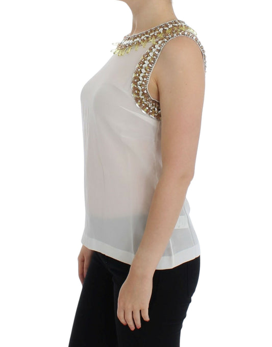 White crystal embellished tank top-Dolce & Gabbana-LabelTerrace.com