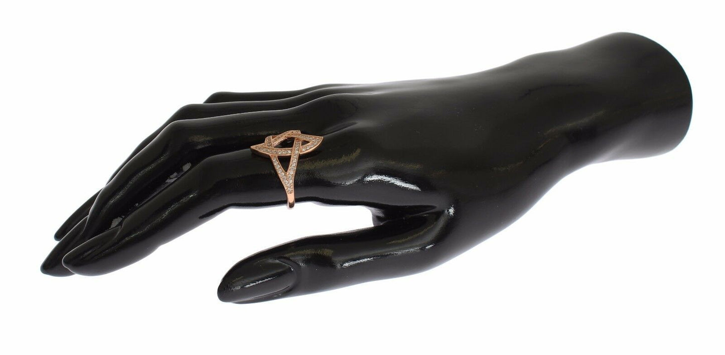 Womens Clear CZ Gold 925 Silver Ring-Nialaya-LabelTerrace.com