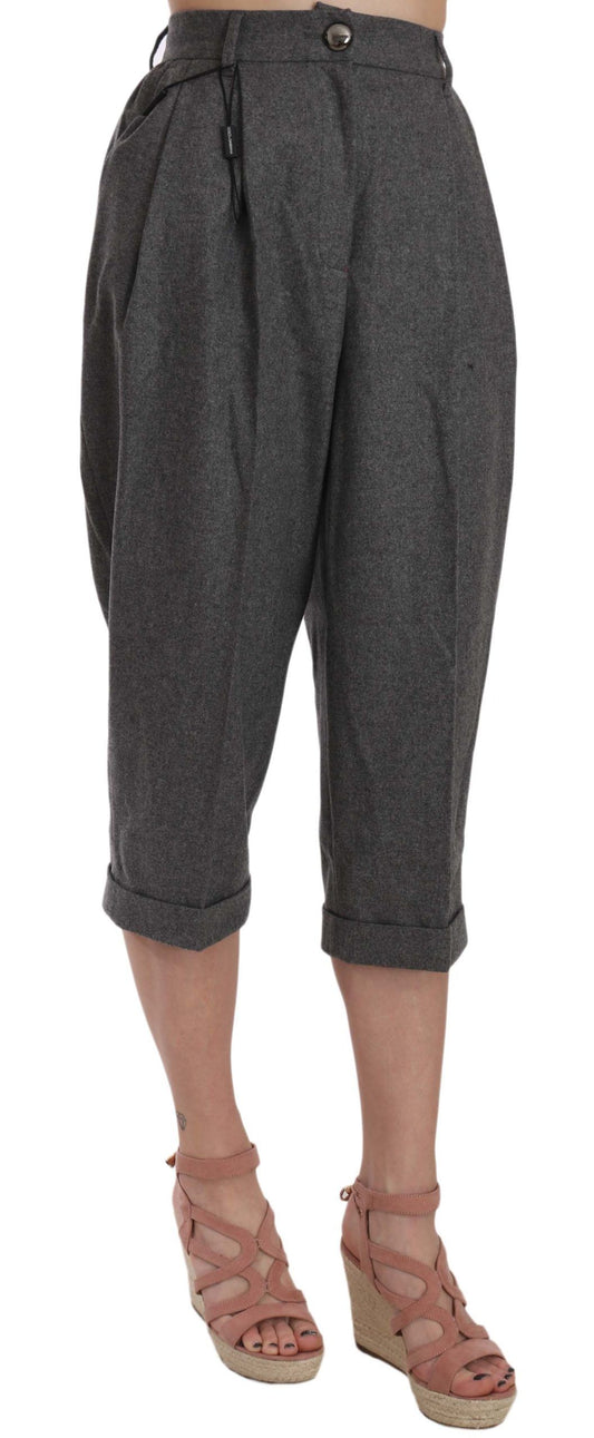 Wool Cropped Trouser Pleated Pant-Dolce & Gabbana-LabelTerrace.com