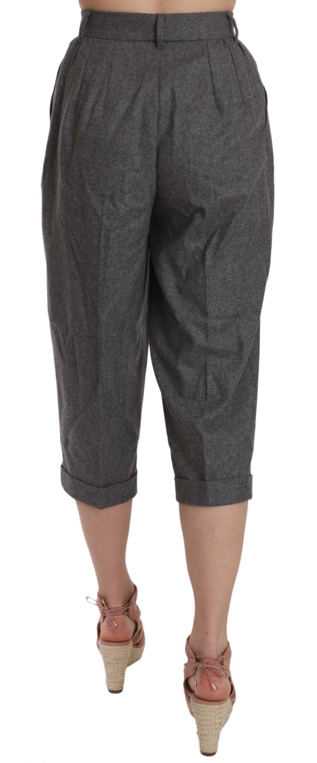 Wool Cropped Trouser Pleated Pant-Dolce & Gabbana-LabelTerrace.com