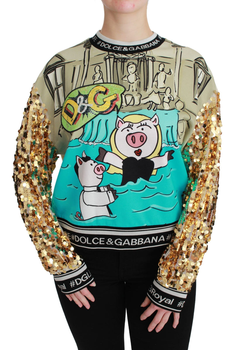 Year of the Pig Sequined Top Sweater-Dolce & Gabbana-LabelTerrace.com