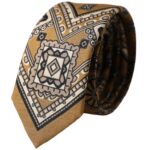 Yellow 100% Silk Wheel Print Adjustable Men Tie-Dolce & Gabbana-LabelTerrace.com