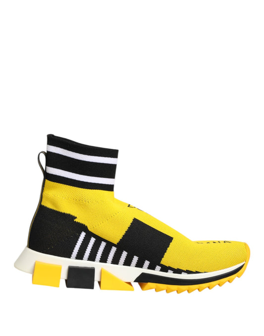 Yellow Black Sorrento Socks Sneakers Shoes-Dolce & Gabbana-LabelTerrace.com