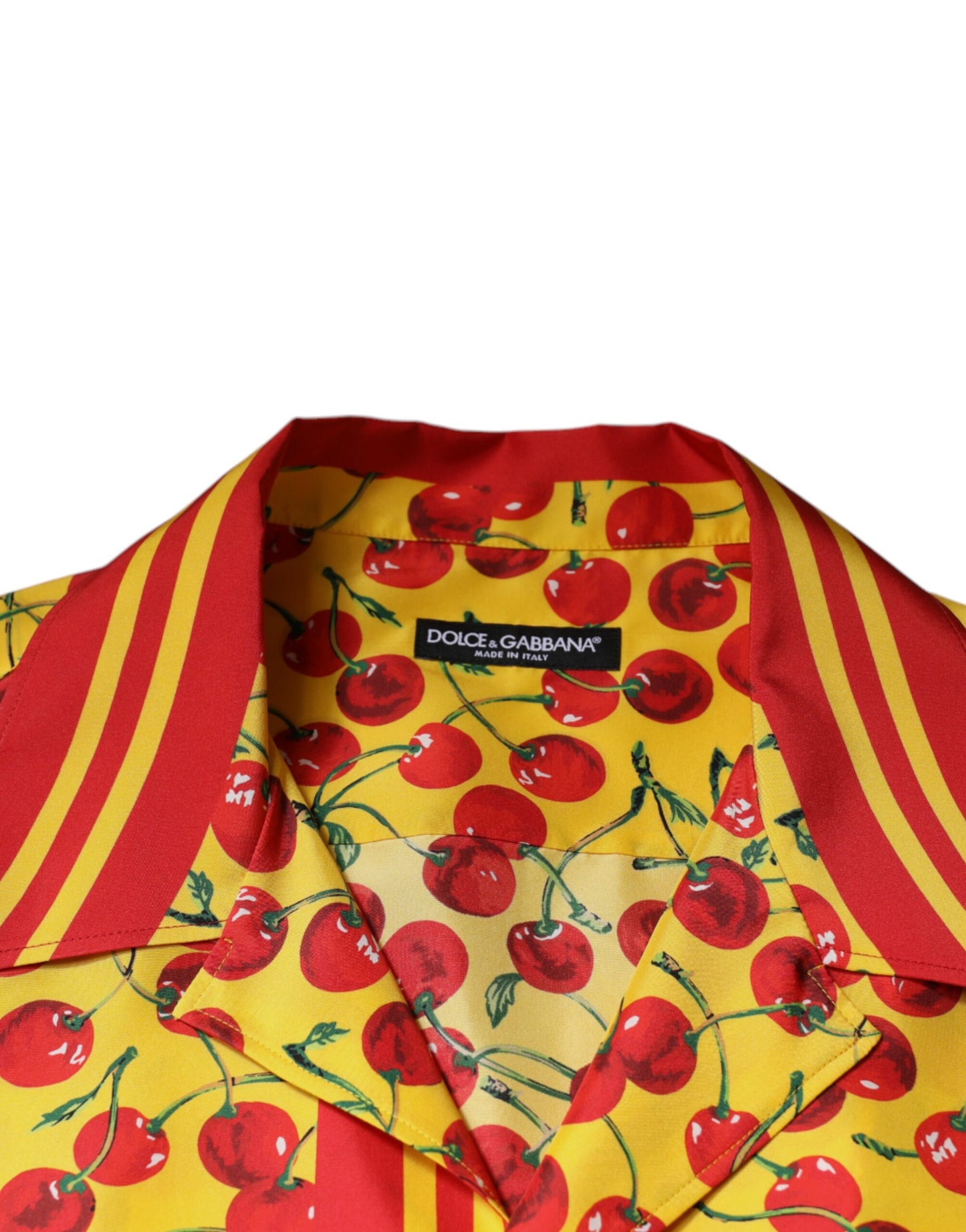Yellow Cherry Button Down Silk Casual Shirt-Dolce & Gabbana-LabelTerrace.com