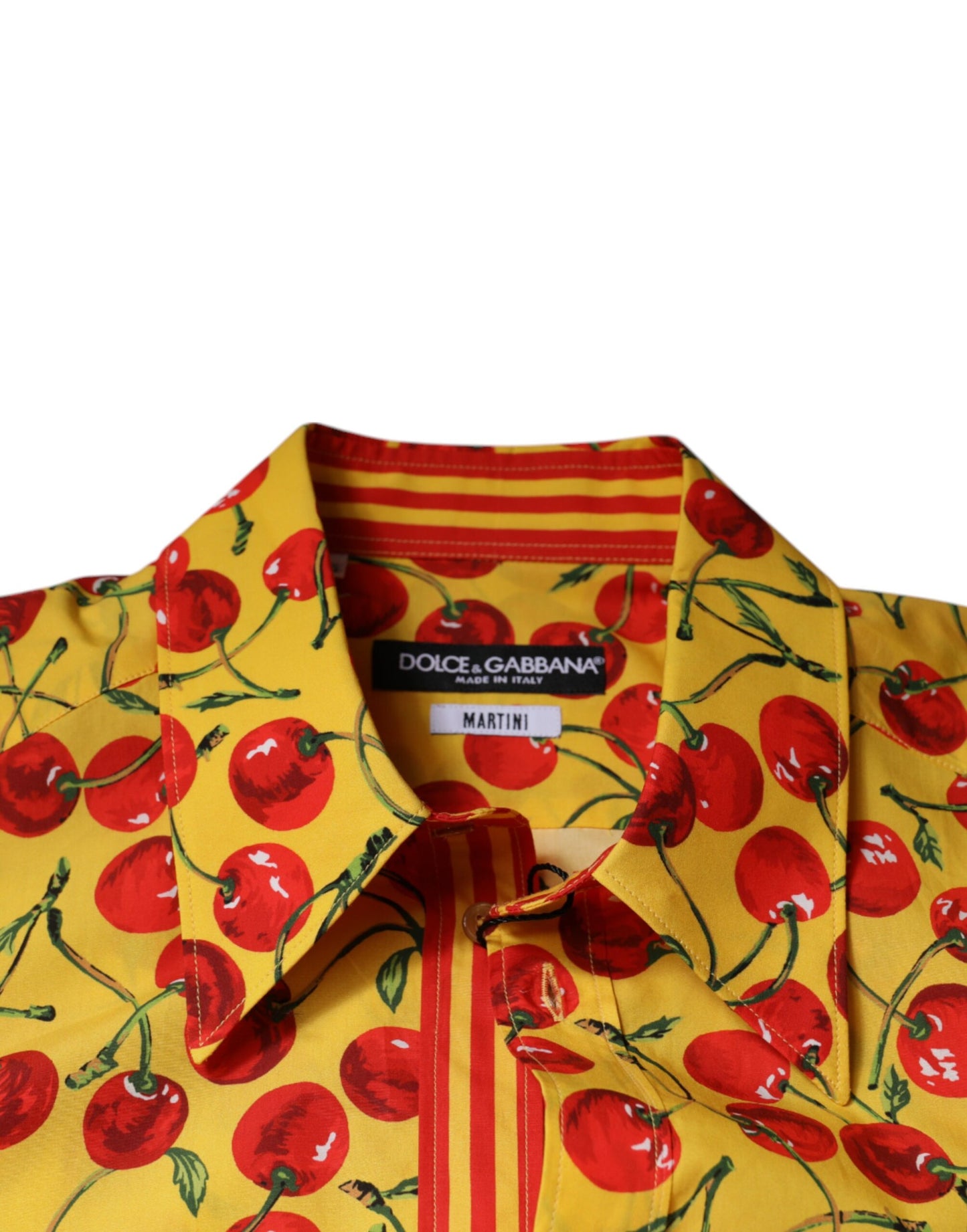 Yellow Cherry Cotton MARTINI Dress Shirt-Dolce & Gabbana-LabelTerrace.com