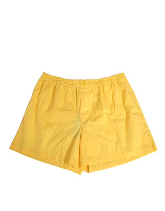 Yellow Cotton Elastic Waistband Short Swimwear-Dolce & Gabbana-LabelTerrace.com
