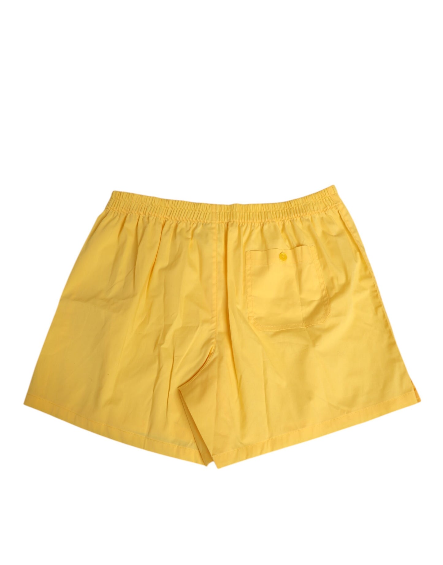 Yellow Cotton Elastic Waistband Short Swimwear-Dolce & Gabbana-LabelTerrace.com