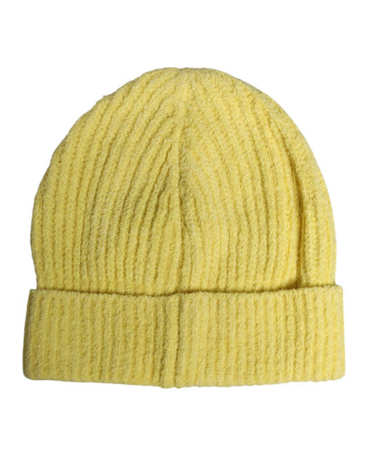 Yellow Cotton Knitted Winter Beanie Hat-Dolce & Gabbana-LabelTerrace.com