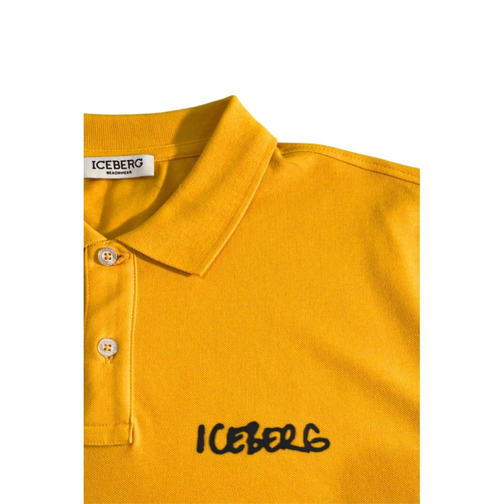 Yellow Cotton Men Polo Shirt-Iceberg-LabelTerrace.com