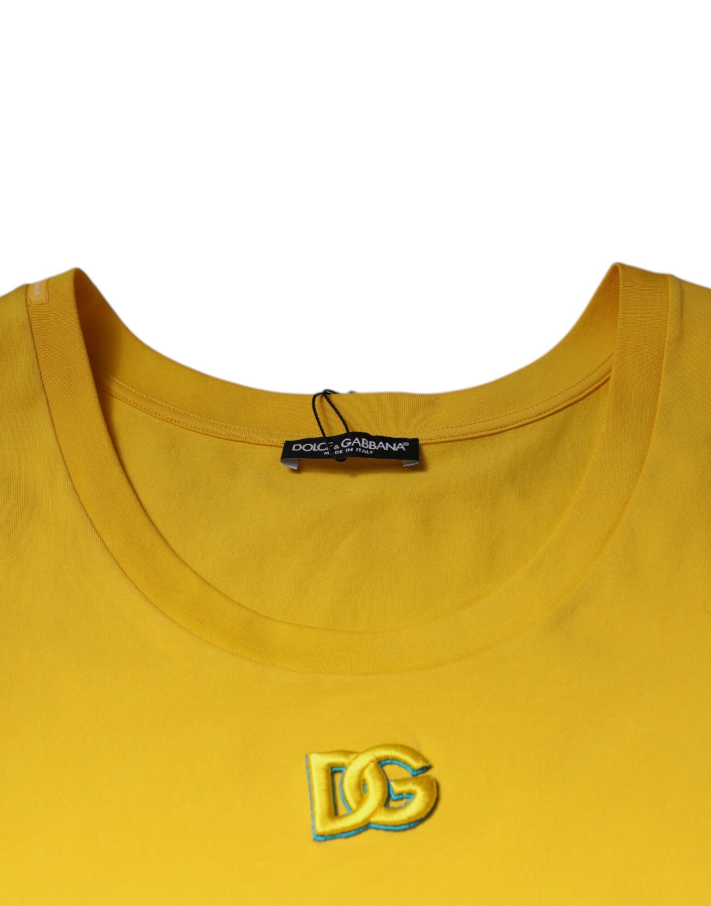 Yellow Cotton Round Neck Sleeveless T-shirt-Dolce & Gabbana-LabelTerrace.com