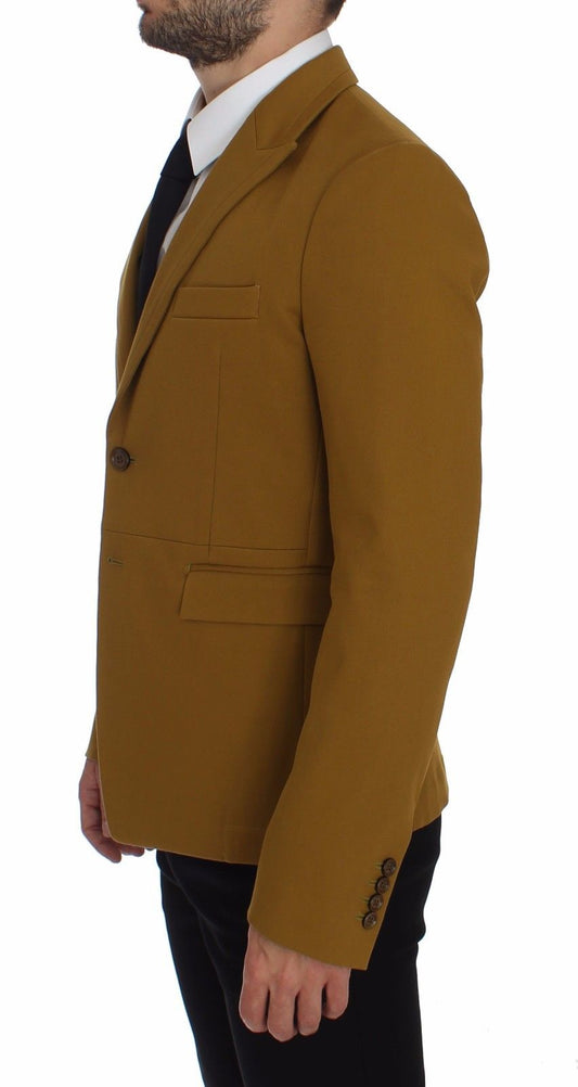 Yellow Cotton Stretch Blazer-Dolce & Gabbana-LabelTerrace.com