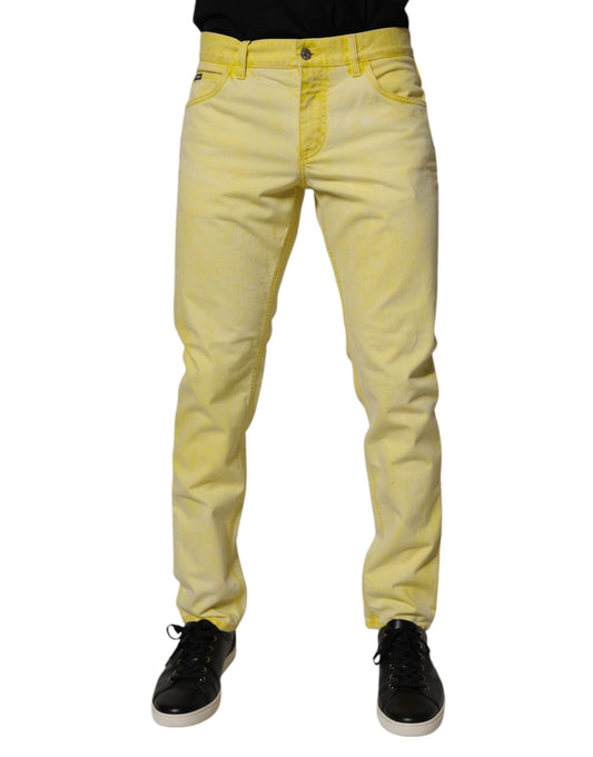 Yellow Cotton Stretch Skinny Men Denim Jeans-Dolce & Gabbana-LabelTerrace.com