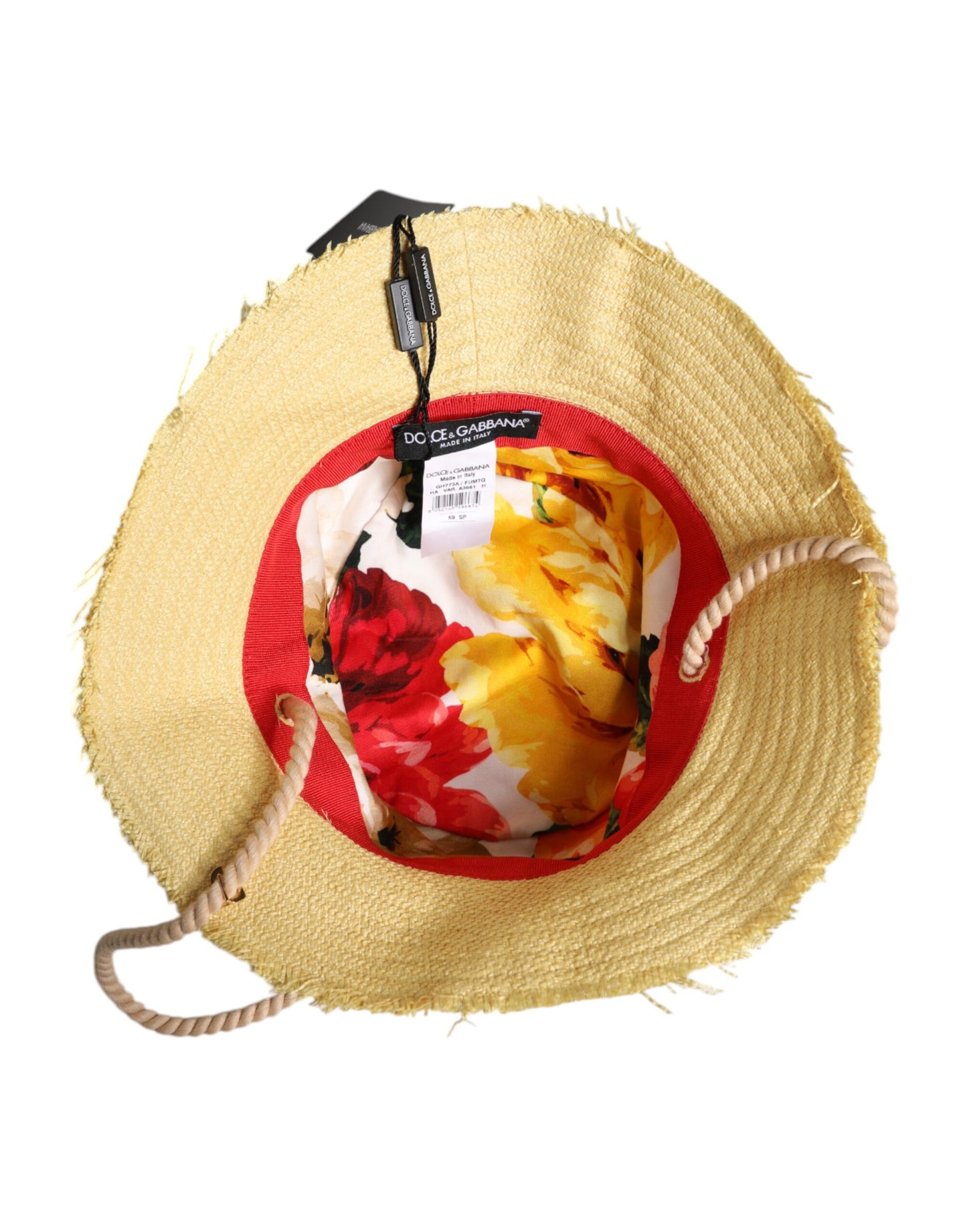 Yellow Cotton Wide Brim Bucket-Dolce & Gabbana-LabelTerrace.com