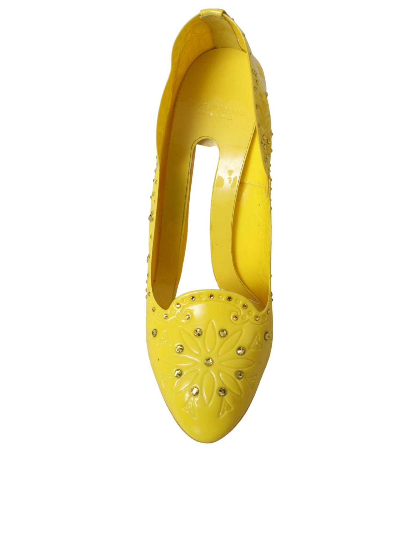 Yellow Crystal CINDERELLA Heels Pumps Shoes-Dolce & Gabbana-LabelTerrace.com