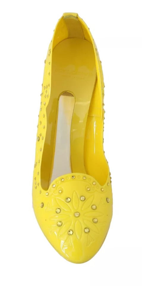 Yellow Crystal Heels CINDERELLA Shoes-Dolce & Gabbana-LabelTerrace.com