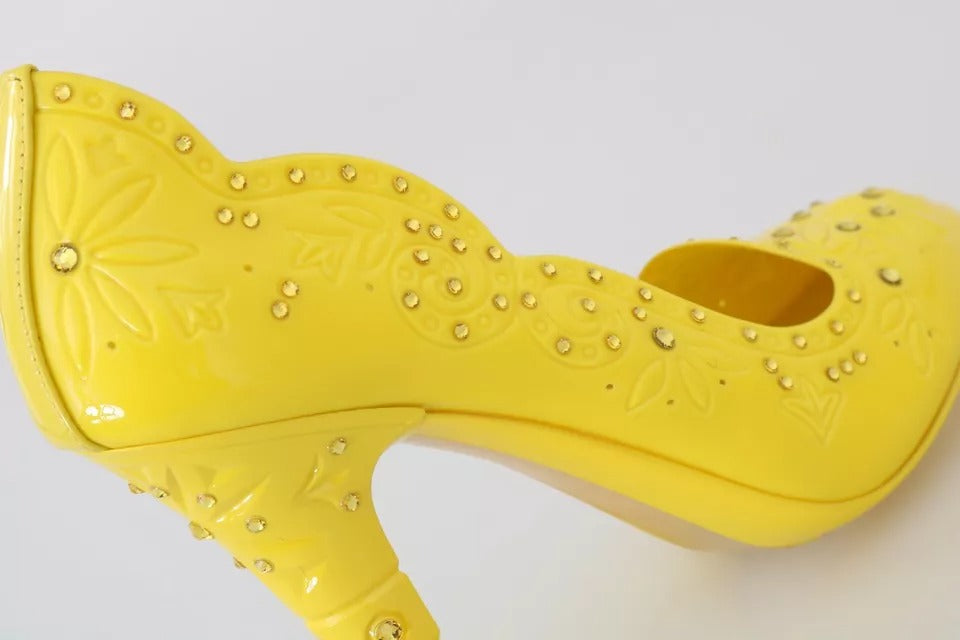 Yellow Crystal Heels CINDERELLA Shoes-Dolce & Gabbana-LabelTerrace.com