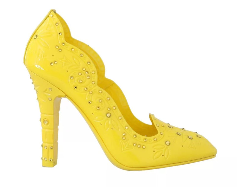 Yellow Crystal Heels CINDERELLA Shoes-Dolce & Gabbana-LabelTerrace.com