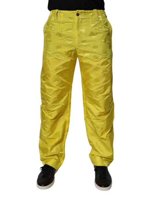 Yellow DG Monogram Polyester Straight Pants-Dolce & Gabbana-LabelTerrace.com