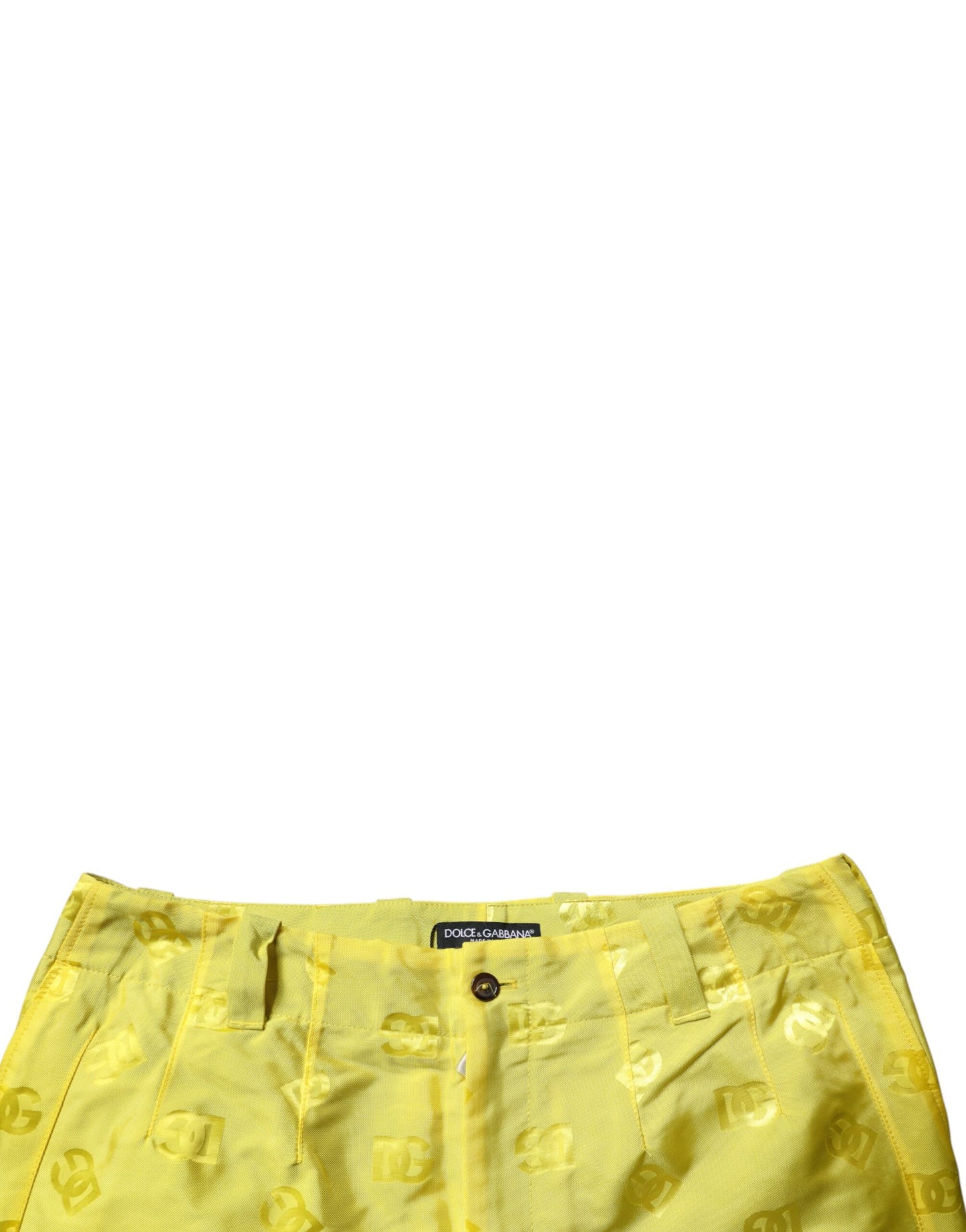 Yellow DG Monogram Polyester Straight Pants-Dolce & Gabbana-LabelTerrace.com
