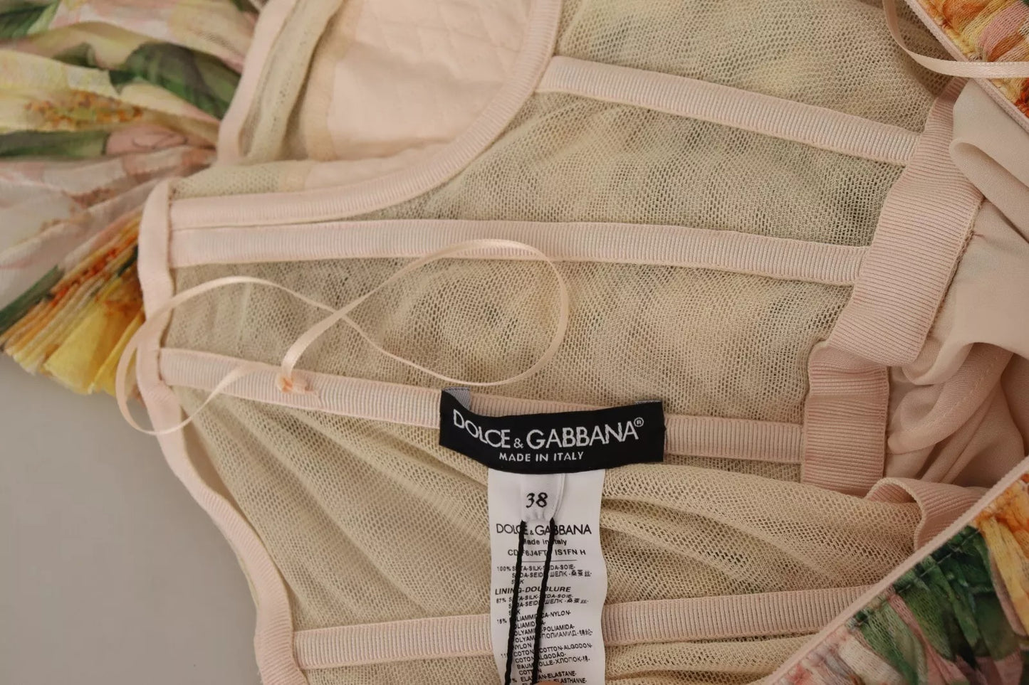 Yellow Floral Print Pleated Maxi Dress-Dolce & Gabbana-LabelTerrace.com