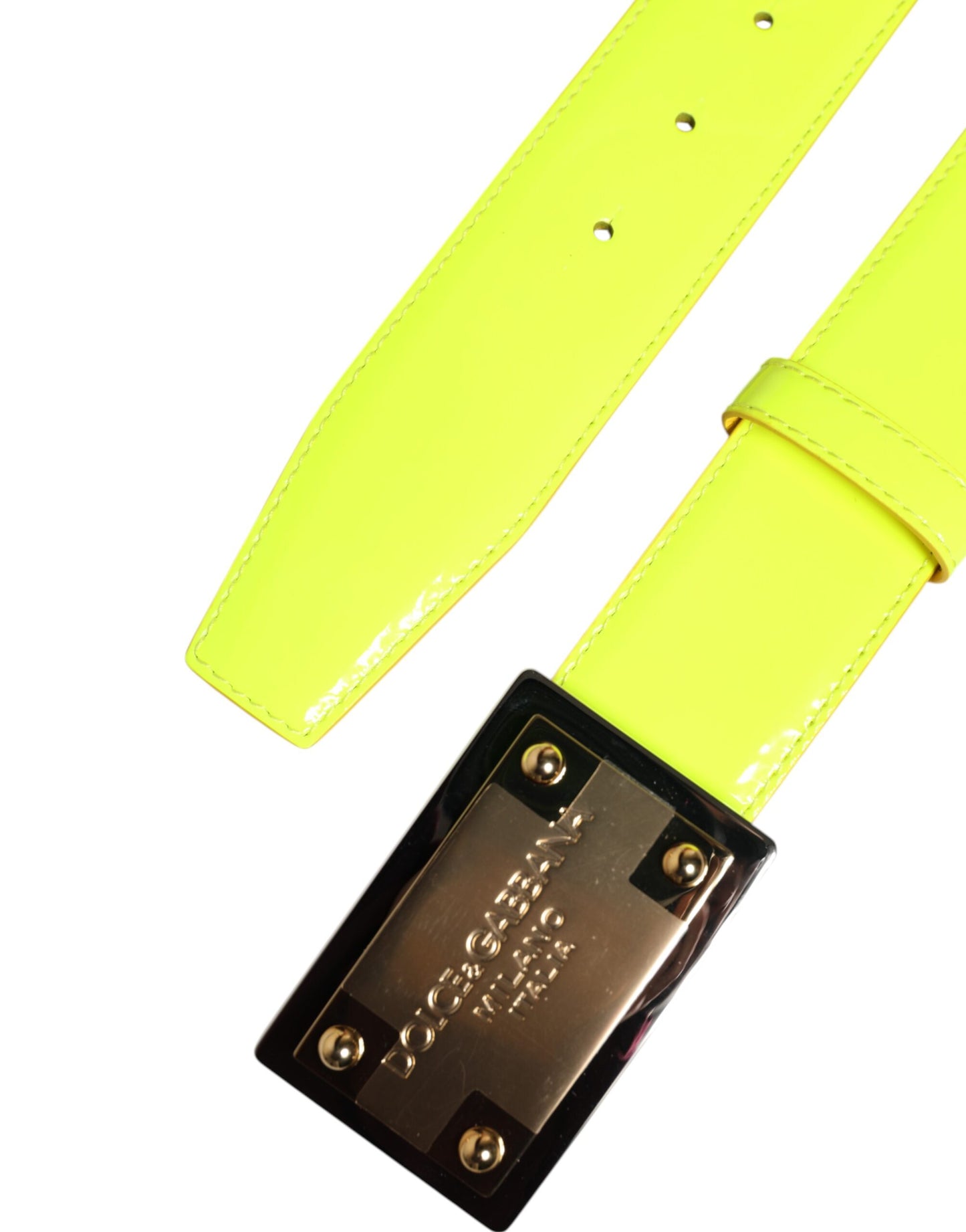 Yellow Green Classic Metal Logo Buckle Belt-Dolce & Gabbana-LabelTerrace.com