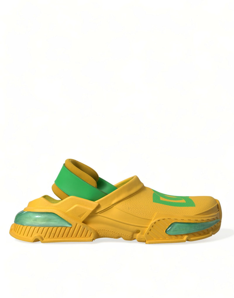 Yellow Green Rubber Clogs Men Slippers Men Shoes-Dolce & Gabbana-LabelTerrace.com