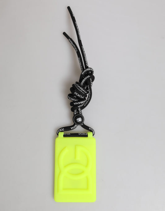 Yellow Green Rubber DG Embossed Adjustable Badge Holder-Dolce & Gabbana-LabelTerrace.com