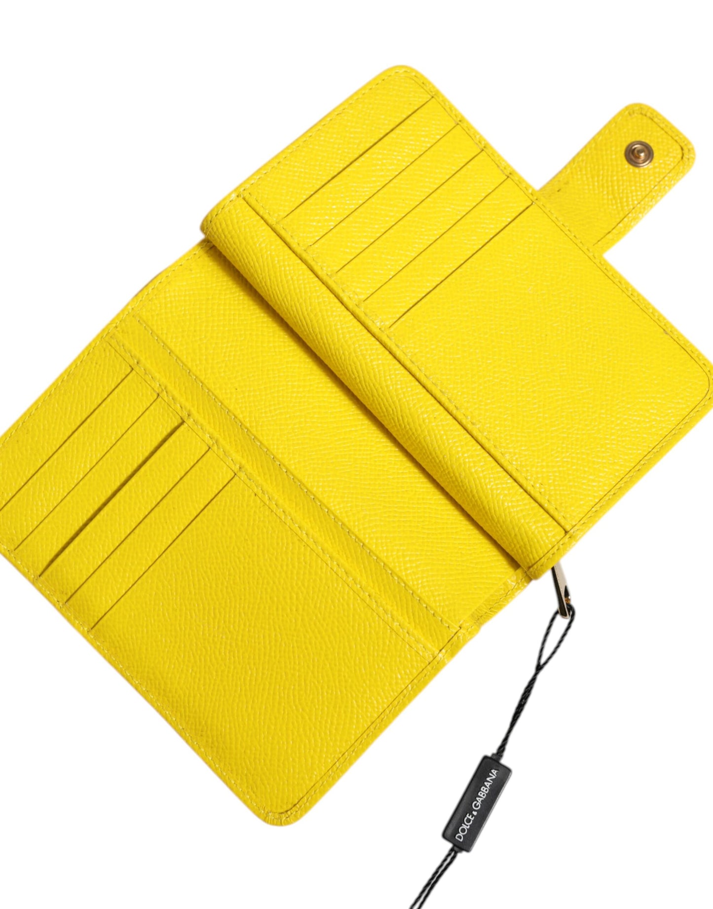 Yellow Leather Bifold Continental Clutch Wallet-Dolce & Gabbana-LabelTerrace.com
