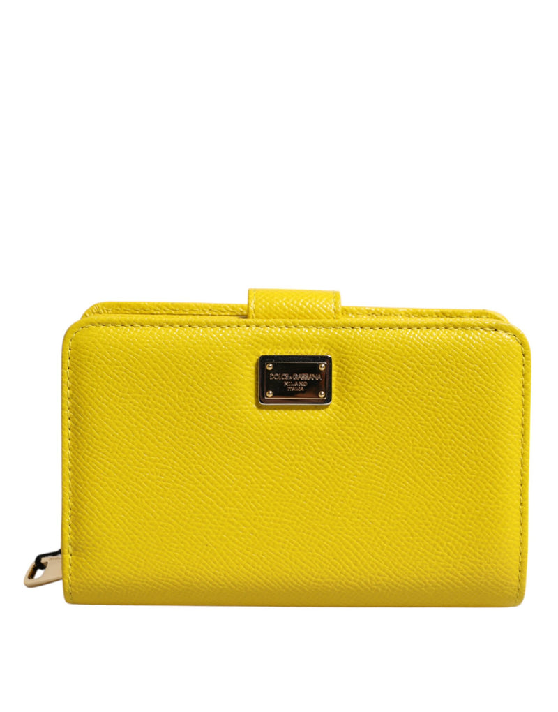Yellow Leather Bifold Continental Clutch Wallet-Dolce & Gabbana-LabelTerrace.com