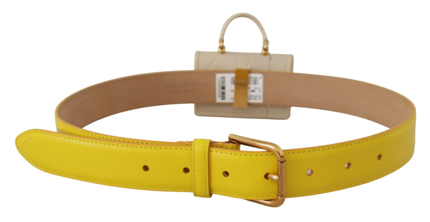 Yellow Leather Devotion Heart Micro Bag Headphones Belt-Dolce & Gabbana-LabelTerrace.com