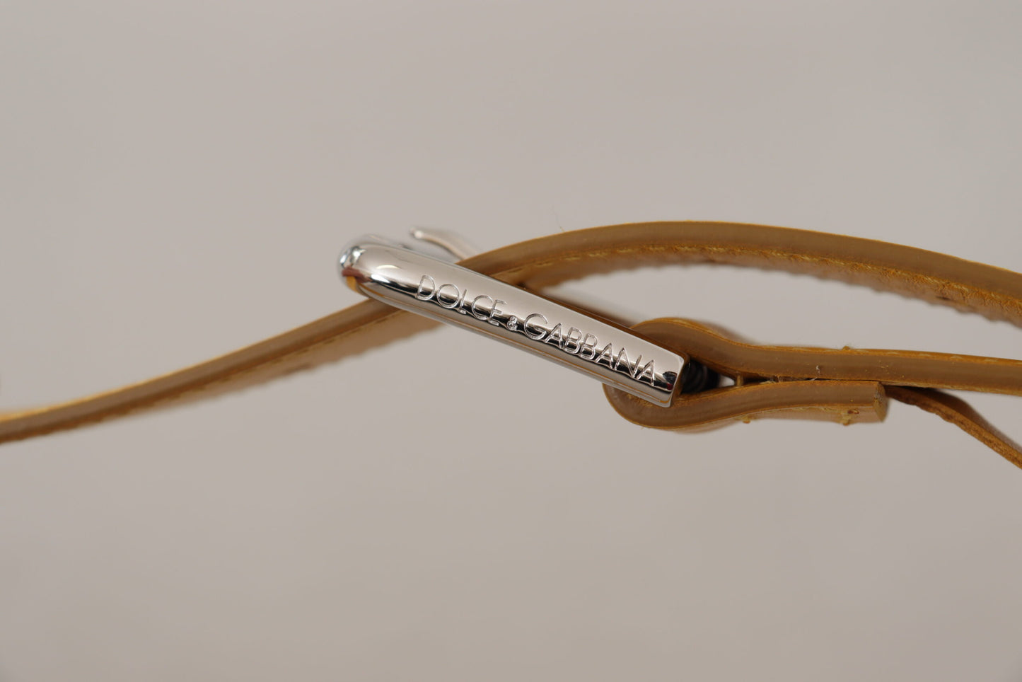 Yellow Leather Silver Tone Logo Metal Buckle Belt-Dolce & Gabbana-LabelTerrace.com