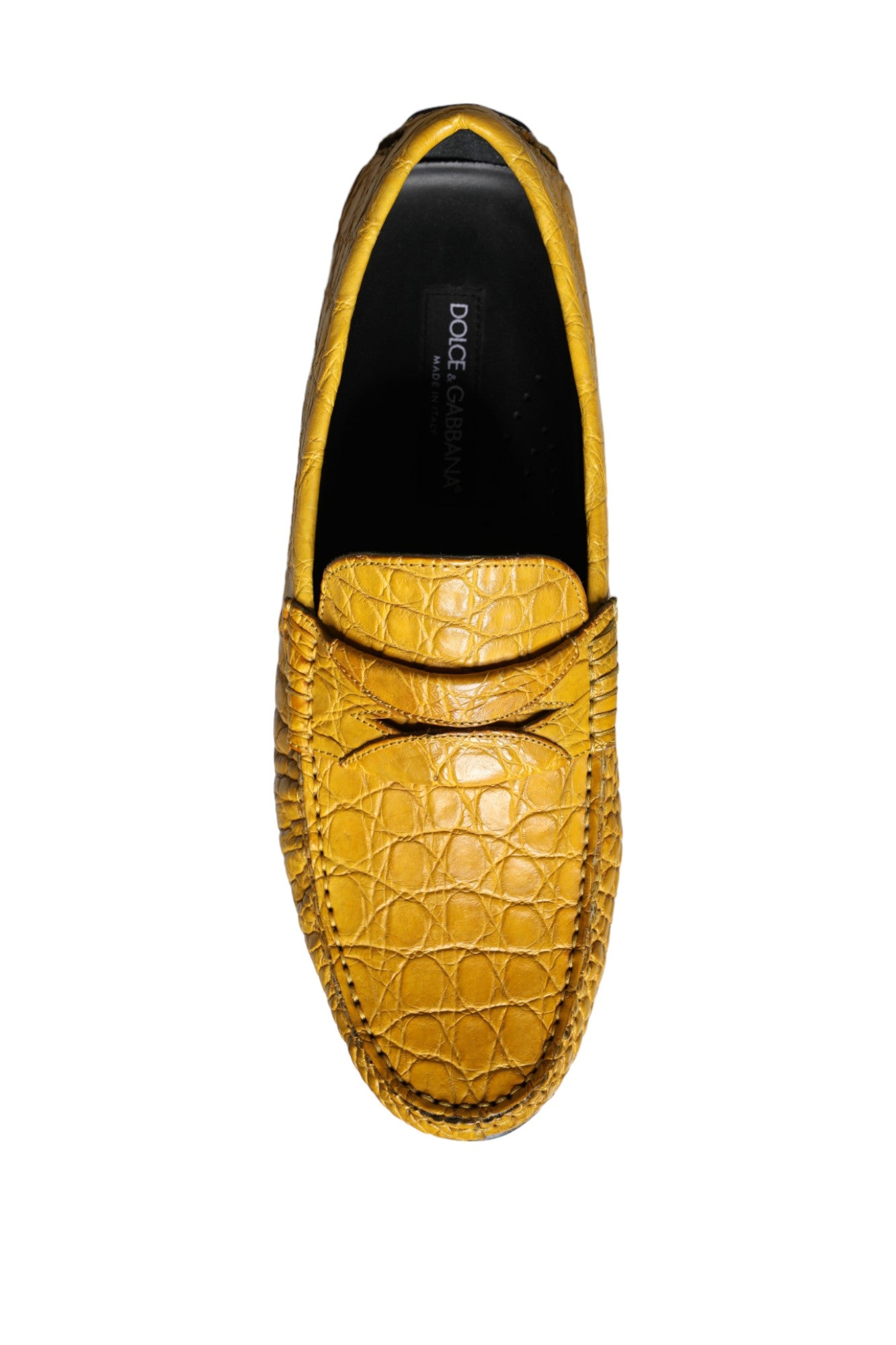 Yellow Leather Slip Mocassin Loafers Shoes-Dolce & Gabbana-LabelTerrace.com