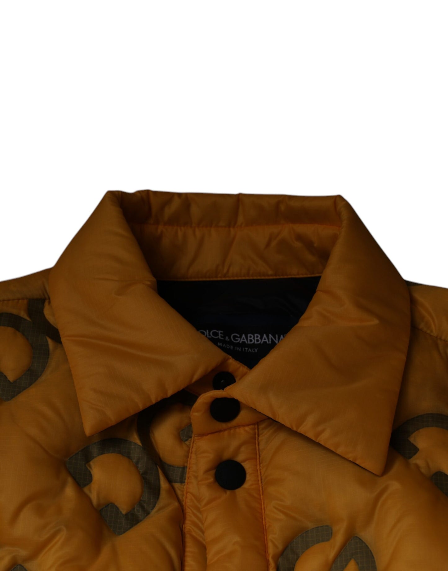 Yellow Logo Padded Buttoned Blouson Jacket-Dolce & Gabbana-LabelTerrace.com
